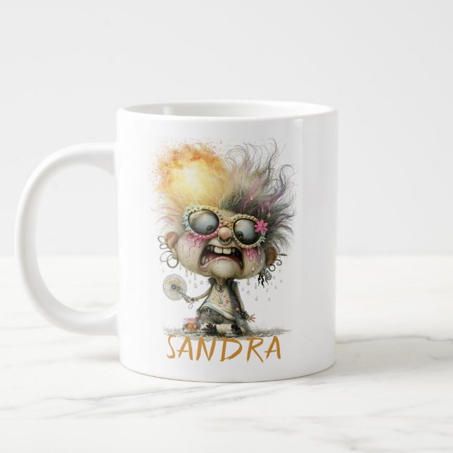 Custom Heat Wave Funny Grumpy Grandma Giant  Mug (Left)