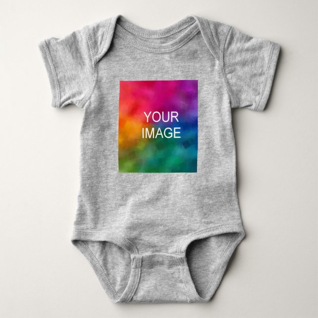 Custom Heather Grey Colour Template Add Image Baby Bodysuit (Front)