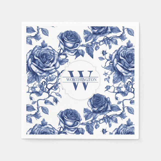 Custom Heirloom Rose Collection Blue Rose Napkin (Front)