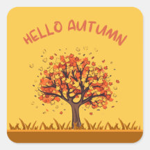 Custom "Hello Autumn" Colourful Fall Leaves