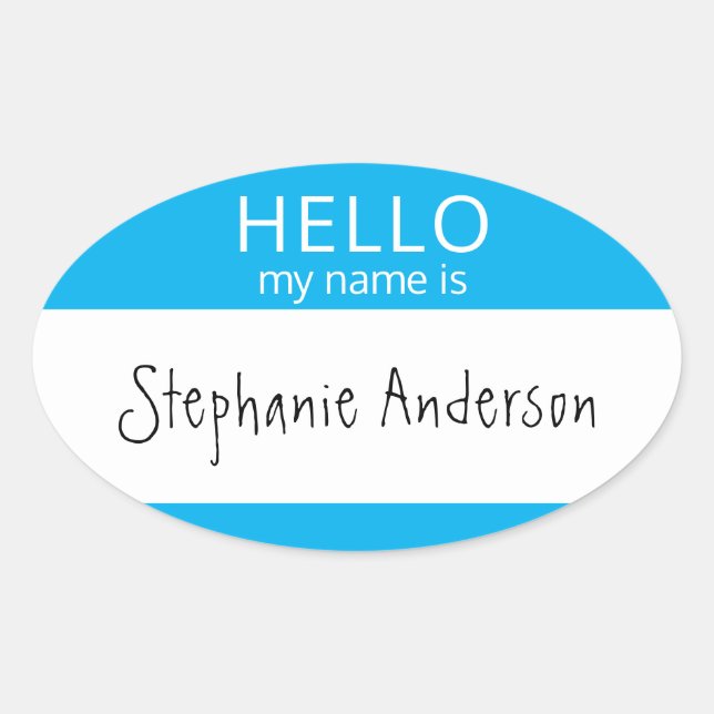 Custom HELLO My Name Is Sticker Badge (Front)