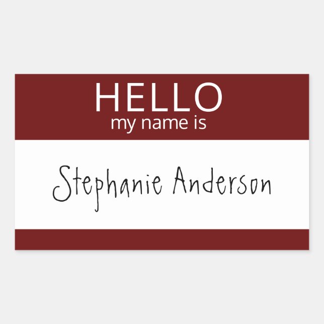 Custom HELLO My Name Is Sticker Badge (Front)