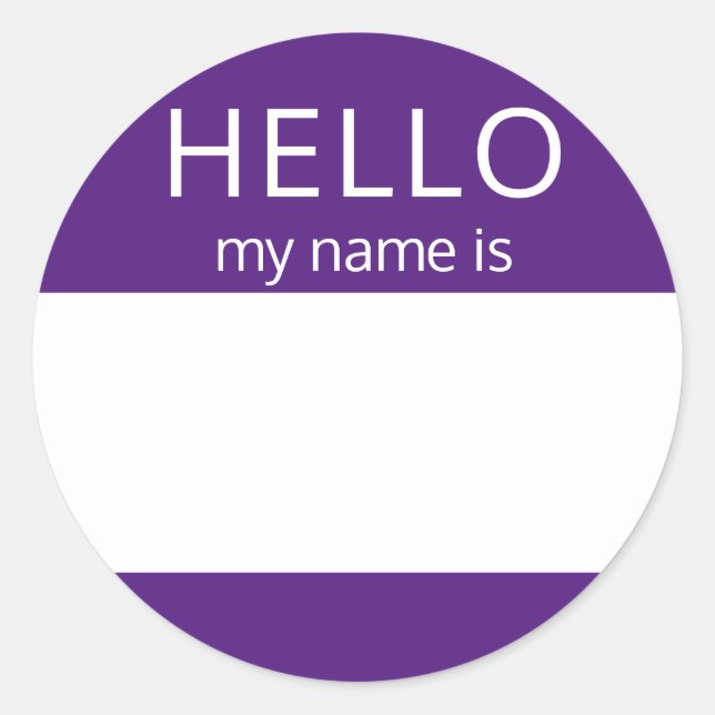 Custom HELLO My Name Is Sticker Badge Blank (Front)