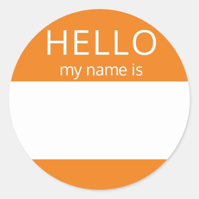 Custom HELLO My Name Is Sticker Badge Blank (Front)