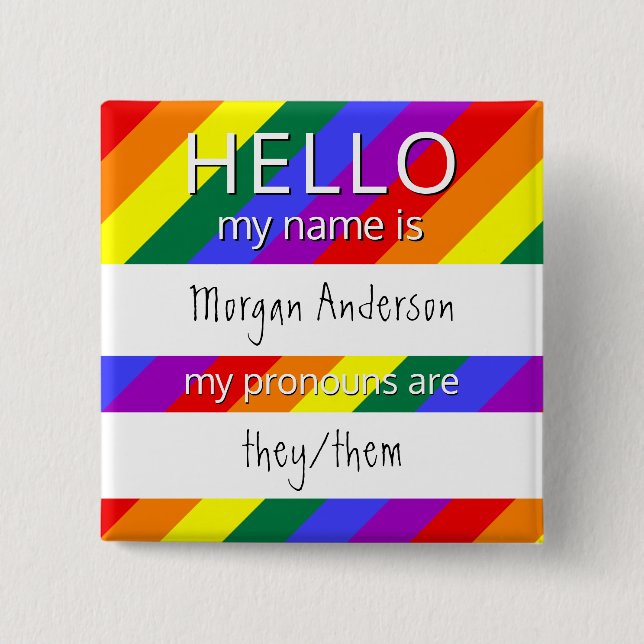 Custom HELLO My Name Pronouns Is Badge (Front)