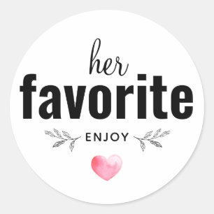 Custom Her Favourite Wedding Favour Classic Round Sticker
