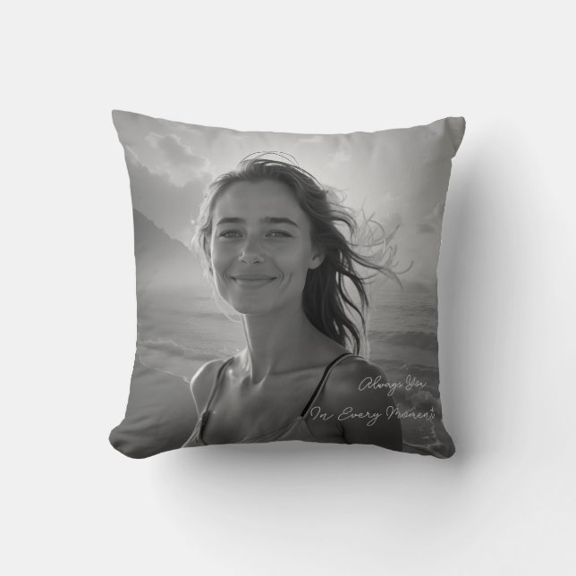 Custom Her Portrait – Simple Photo Gift for Her Cushion (Front)