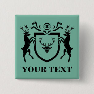 Custom Heraldic Deer Blazon 15 Cm Square Badge