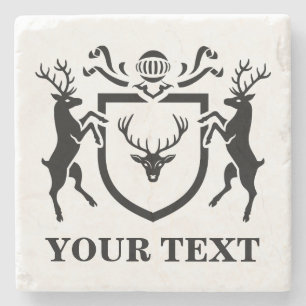 Custom Heraldic Stag Blazon Stone Coaster