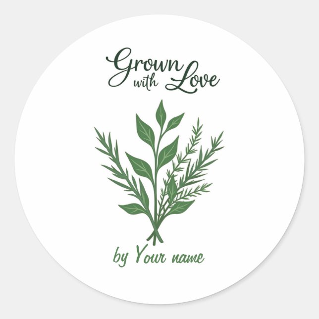 Custom Herb Label – Grown with Love (Front)
