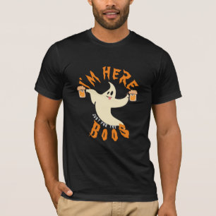Custom Here For Boos Booze Pun Funny Halloween  T-Shirt