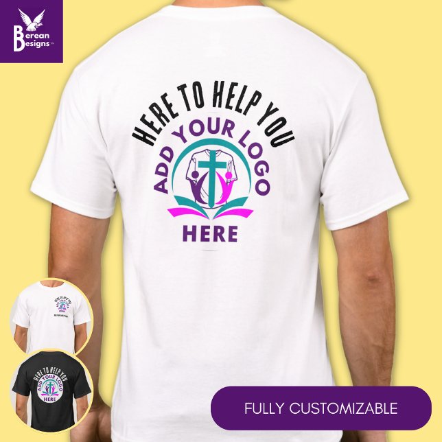 Custom HERE TO HELP YOU Staff Group Team Logo T-Shirt (HERE TO HELP Staff Team Member Customer Service Group T-shirt with CUSTOMIZABLE logo and text. )