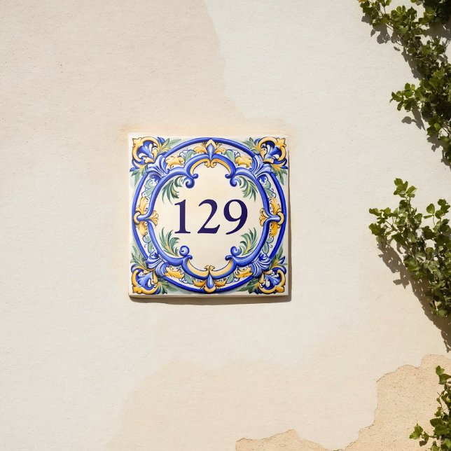 Custom Heritage Mediterranean House Number Ceramic Tile (Creator Uploaded)