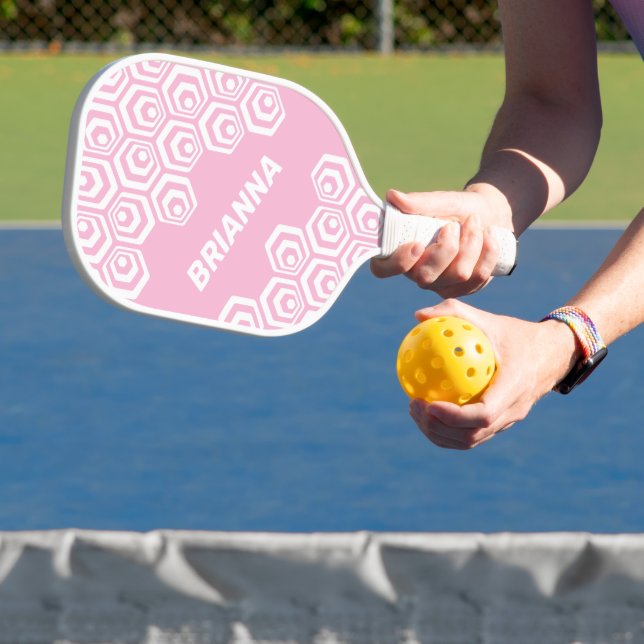 Custom Hexagon Polygon Retro Art Style Pattern Pickleball Paddle (Insitu)