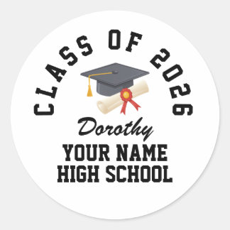 Custom high school graduation party classic round sticker