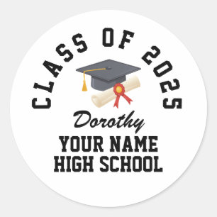 Custom high school graduation party classic round sticker