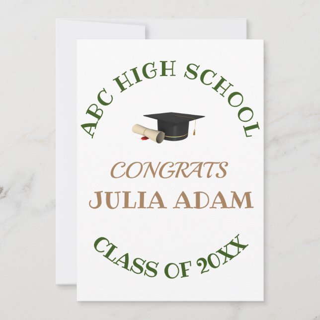 Custom High School Graduation Senior Party Supply Invitation (Front)