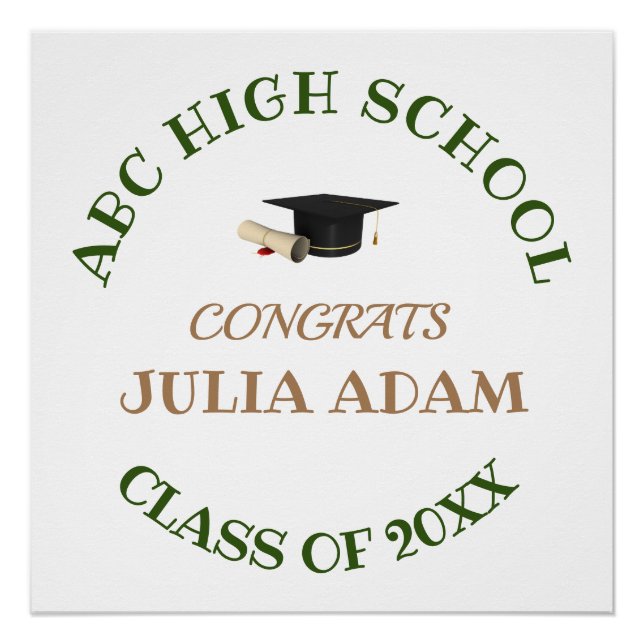 Custom High School Graduation Senior Party Supply Poster (Front)