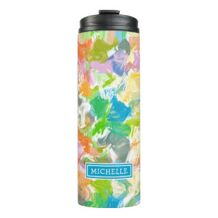 Custom Hip Colourful Summer Paint Splatter Art Thermal Tumbler