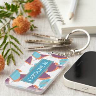 Custom Hip Geometric Modern Abstract 50s Pattern Key Ring