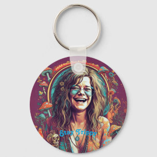 Custom Hippie Boho Stay Trippy Vibes Personalise Key Ring