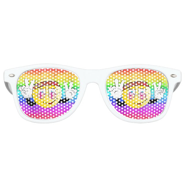 Custom Hippie Emoji Party Sunglasses (Front)