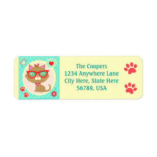 Custom Hipster Cat  Return Address Labels
