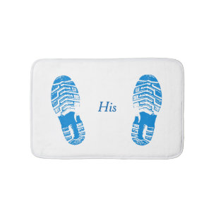 Custom His and Her idea: blue man´s shoe print… Bath Mat