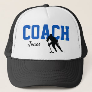 Custom Hockey Coach Name Blue Trucker Hat