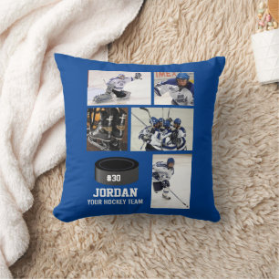 Custom Hockey Photo Collage Team Name Number Cushion