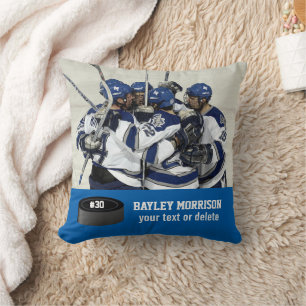 Custom Hockey Photo Player Name, Team & Number Cushion