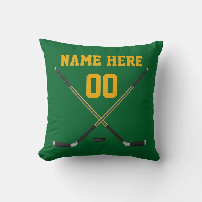 Custom Hockey Pillow with Your Image, Text, (Front)
