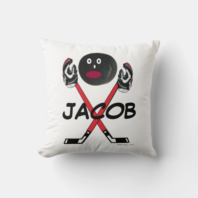 Custom Hockey Player Cartoon Cushion (Front)