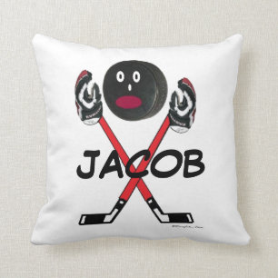 Custom Hockey Player Cartoon Cushion