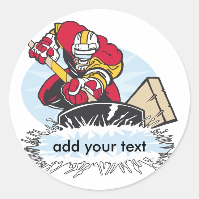 Custom Hockey Player Classic Round Sticker (Front)