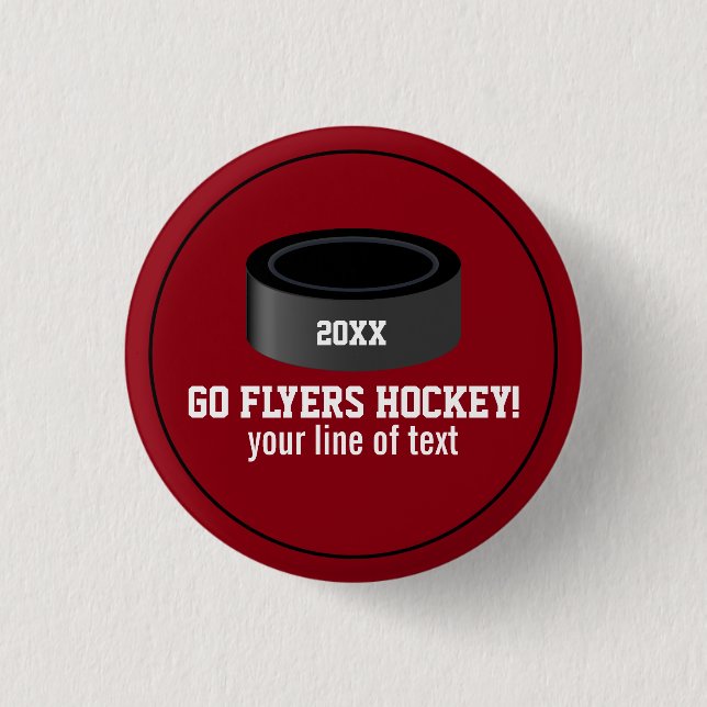 Custom Hockey Player Number Team Name 3 Cm Round Badge (Front)