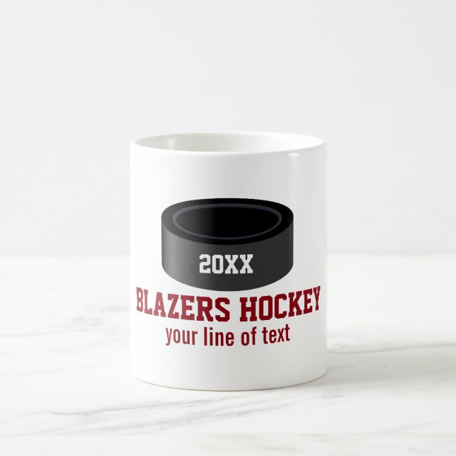 Custom Hockey Player Number Team Name Coffee Mug (Center)
