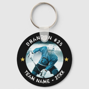 Custom Hockey Player Number Team Photo Your Colour Key Ring