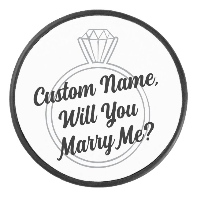 Custom Hockey Puck Proposal Engagement Prop (Front)