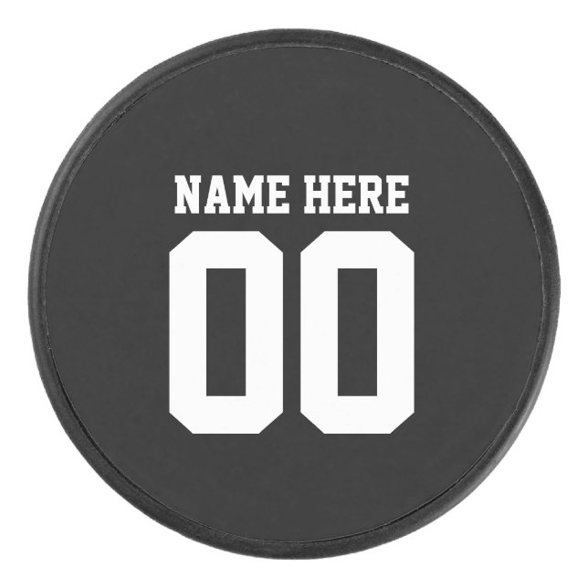 Custom hockey puck with jersey number and name (Front)