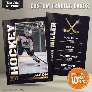 Custom Hockey Trading Card Black Gold Player Card 