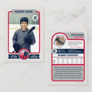 Custom Hockey Trading Card, Custom Team Colors Calling Card