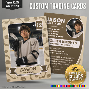 Custom Hockey Trading Card, Editable Colours Card