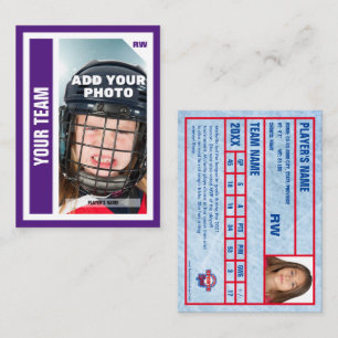 Custom Hockey Trading Card (Purple) Add Your Stats
