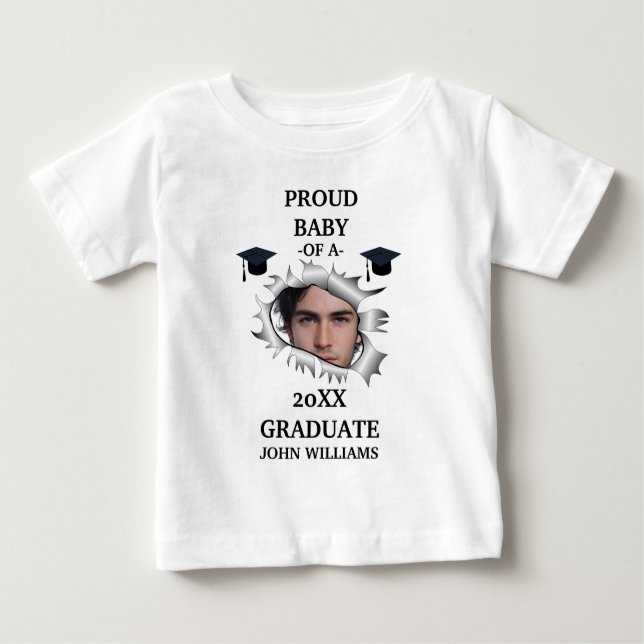 Custom hole graduation photo name template baby T-Shirt (Front)