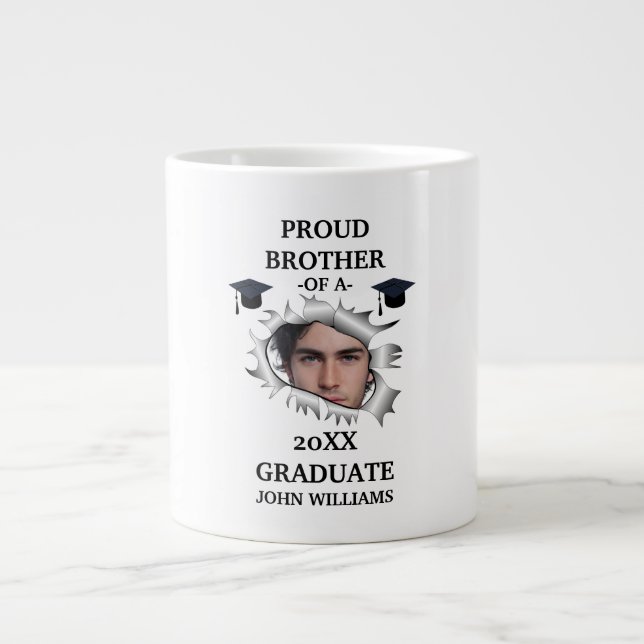 Custom hole graduation photo name template large coffee mug (Front)