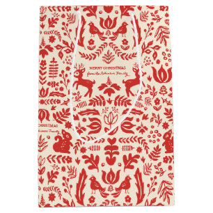 Custom Holiday Folk Art Medium Gift Bag