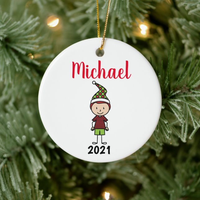 custom holiday kids name personalised ceramic ornament (Tree)