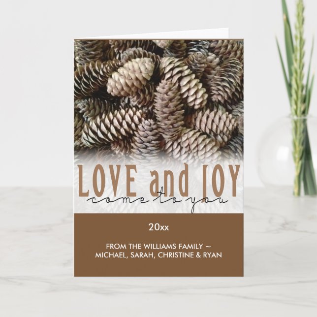 Custom Holiday Love and Joy Pine Cone (Front)