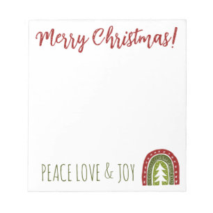 Custom Holiday notepad with boho Christmas tree
